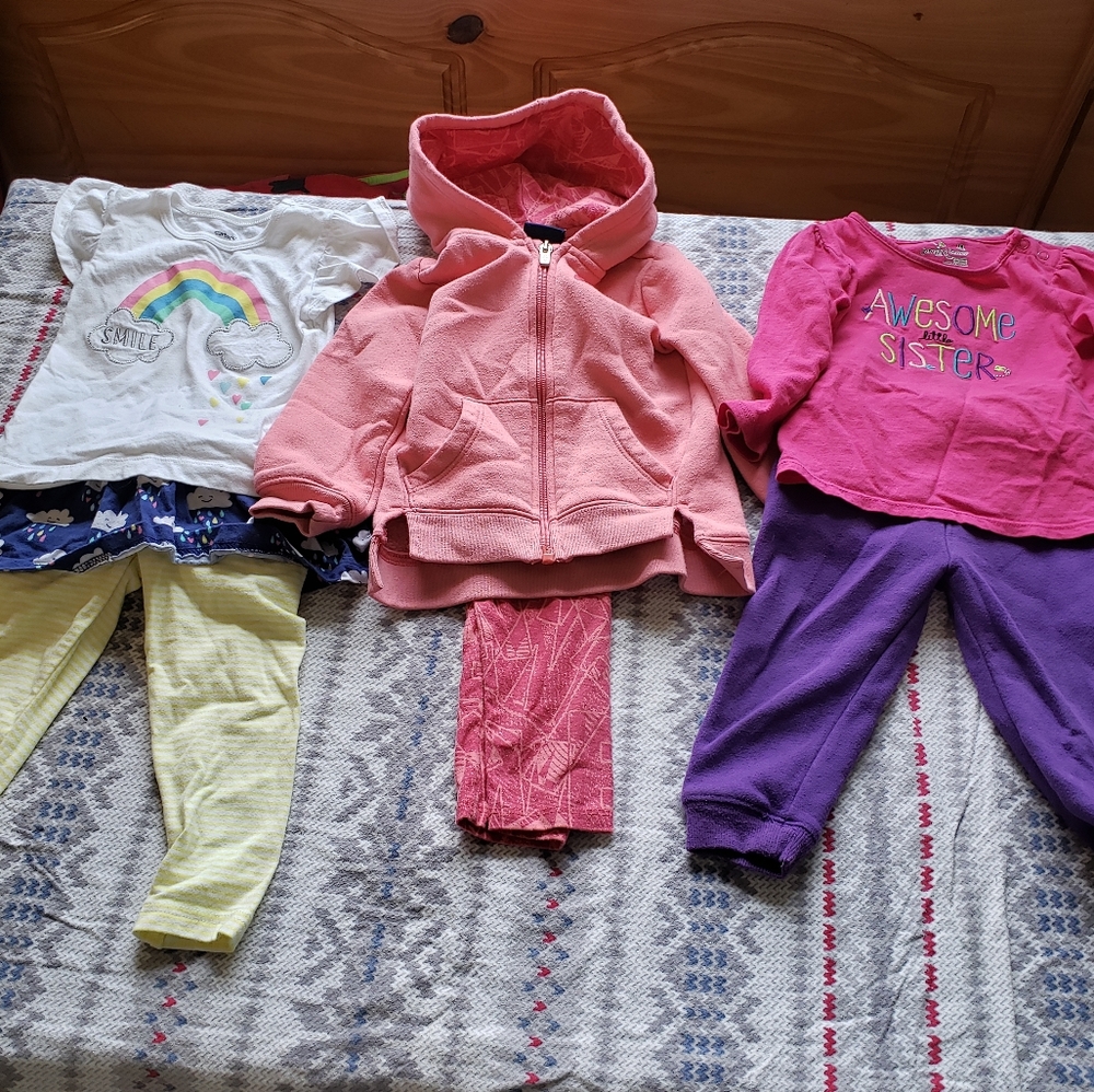 18 month girl outfits and pjs lot